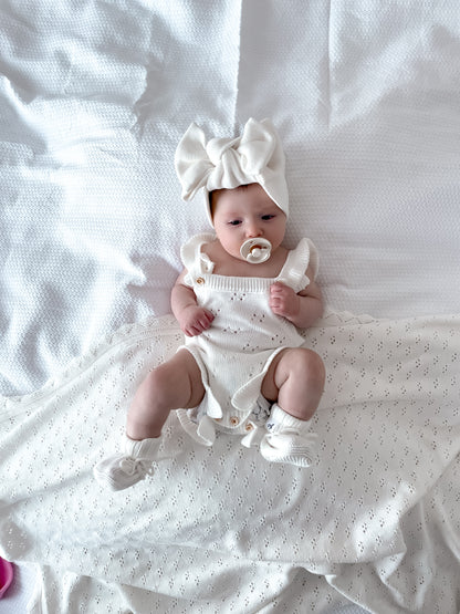 Dahlia Sleeveless Pointelle Romper – Milk