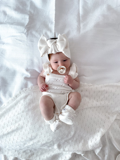 Dahlia Sleeveless Pointelle Romper – Milk