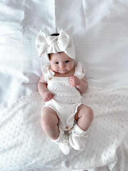 Dahlia Sleeveless Pointelle Romper – Milk