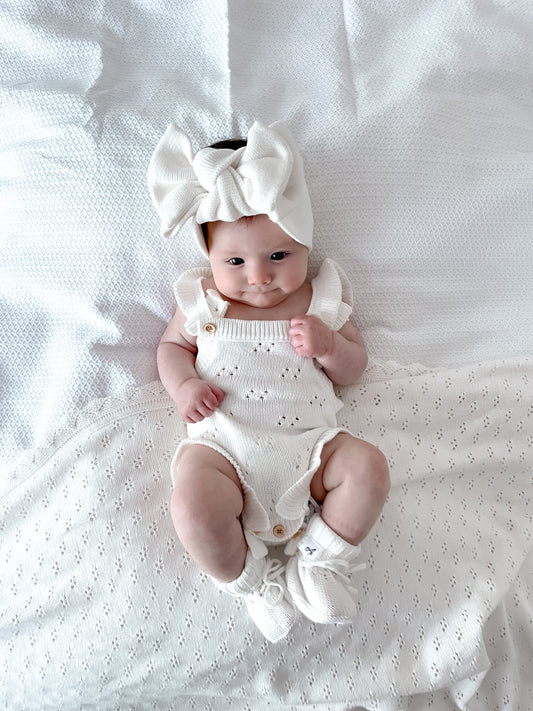 Dahlia Sleeveless Pointelle Romper – Milk