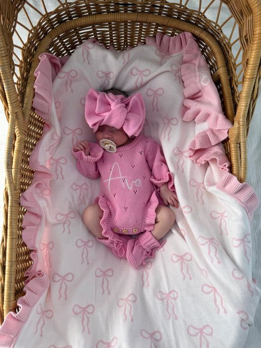 Dahlia Long Sleeve Pointelle Romper - Blossom