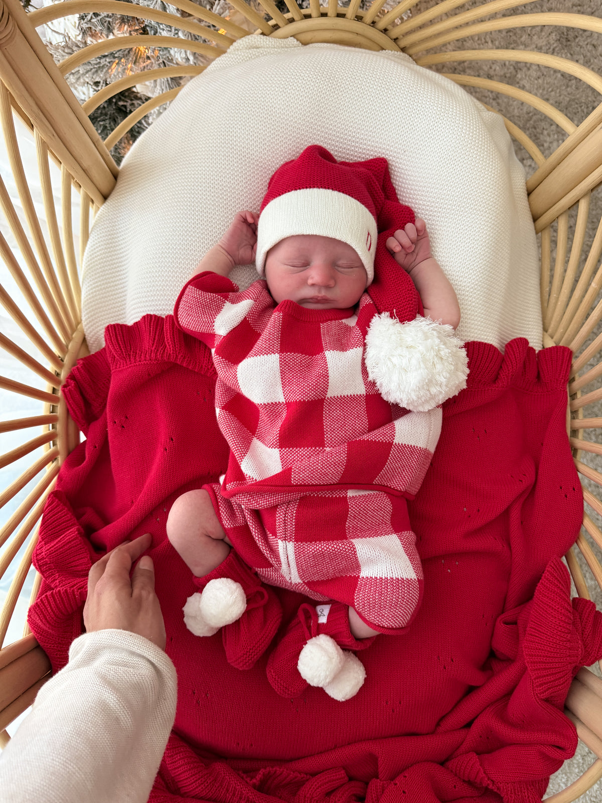 Gingham Knitted Shorts - Scarlet & Milk | PRE ORDER