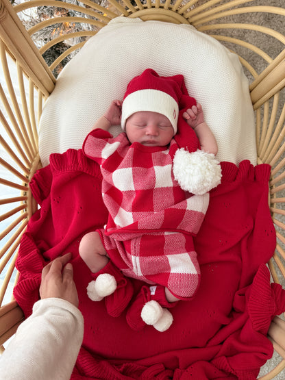 Gingham Knitted Shorts - Scarlet & Milk | PRE ORDER