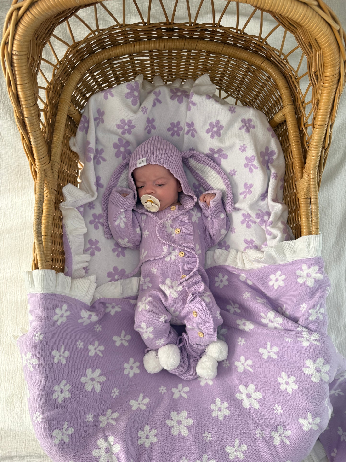 Little Daisy Frilled Romper - Lilac & Milk