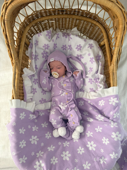 Little Daisy Frilled Romper - Lilac & Milk