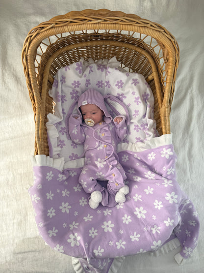 Little Daisy Frilled Romper - Lilac & Milk