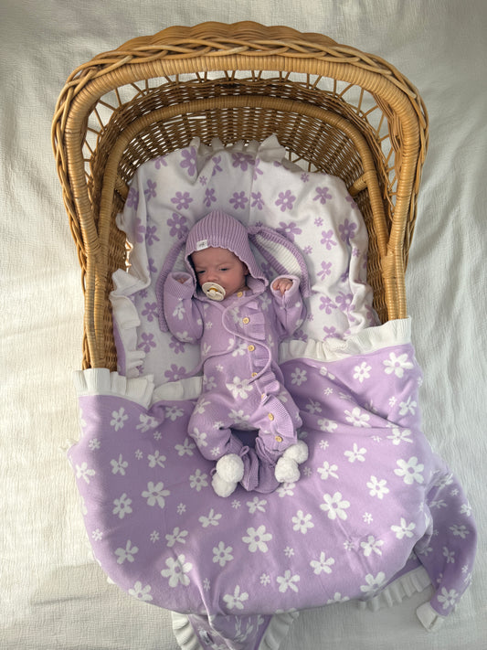Little Daisy Frilled Romper - Lilac & Milk