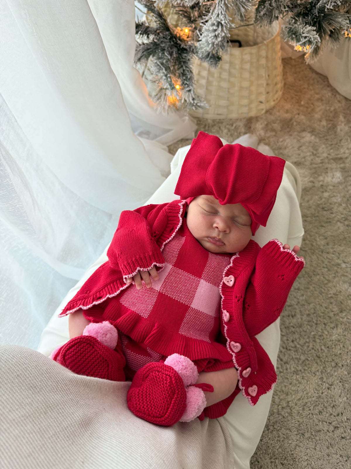 Posy Knitted Cardigan - Scarlet & Blossom | PRE ORDER