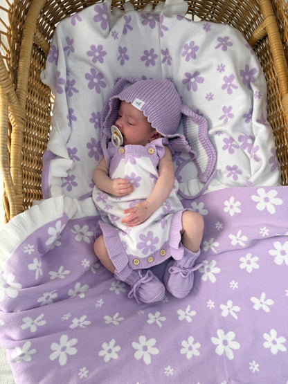 Bunny Knitted Bonnet - Lilac