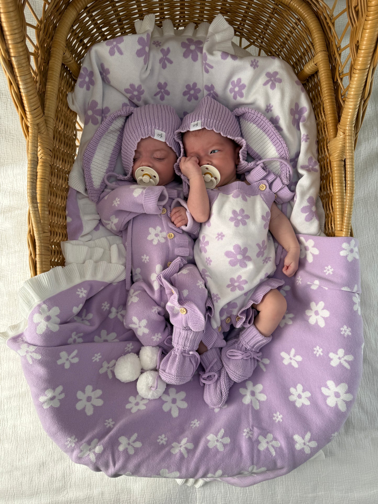 Bunny Knitted Bonnet - Lilac