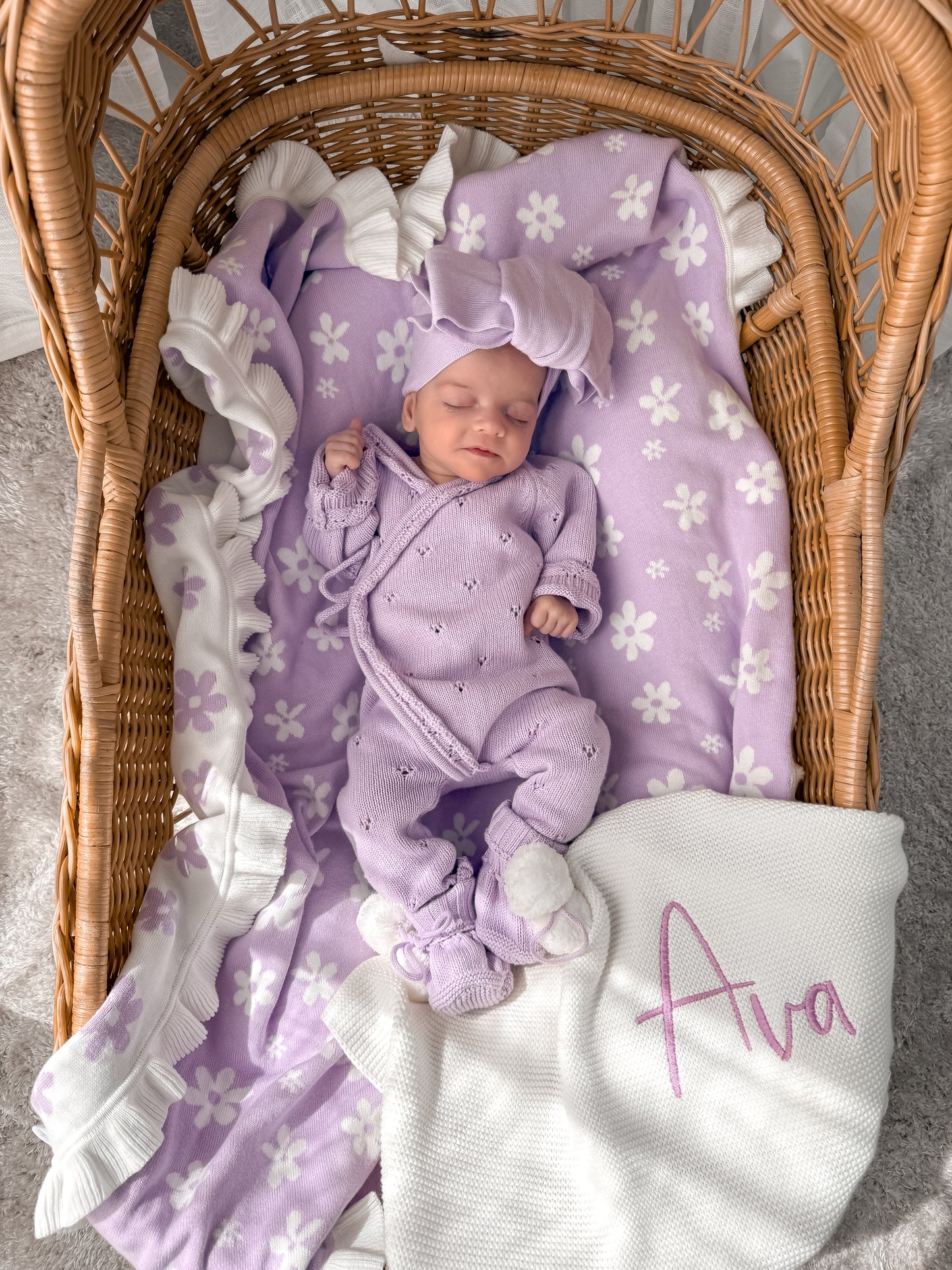 Dahlia Full Length Pointelle Romper - Lilac