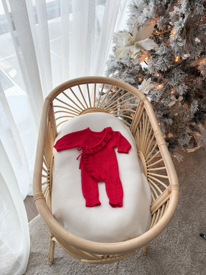 Avery Frilled Full Length Romper - Scarlet