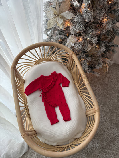 Avery Frilled Full Length Romper - Scarlet