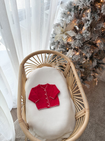 Posy Knitted Cardigan - Scarlet & Blossom | PRE ORDER