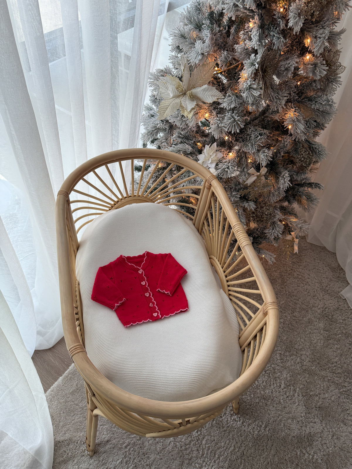 Posy Knitted Cardigan - Scarlet & Blossom | PRE ORDER
