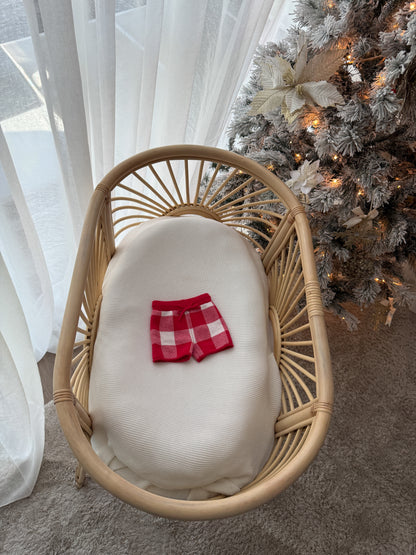 Gingham Knitted Shorts - Scarlet & Milk | PRE ORDER