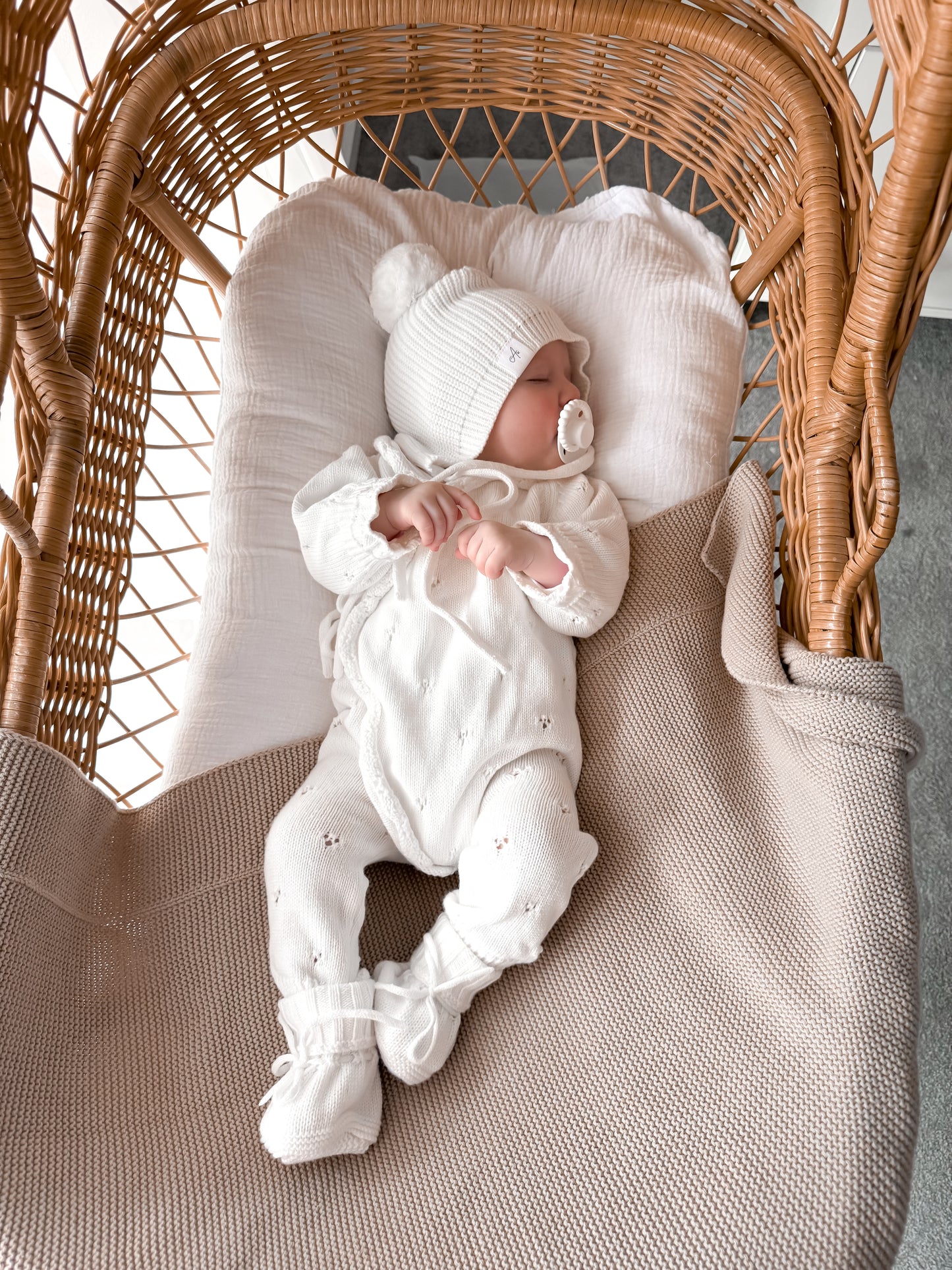 Dahlia Full Length Pointelle Romper - Milk