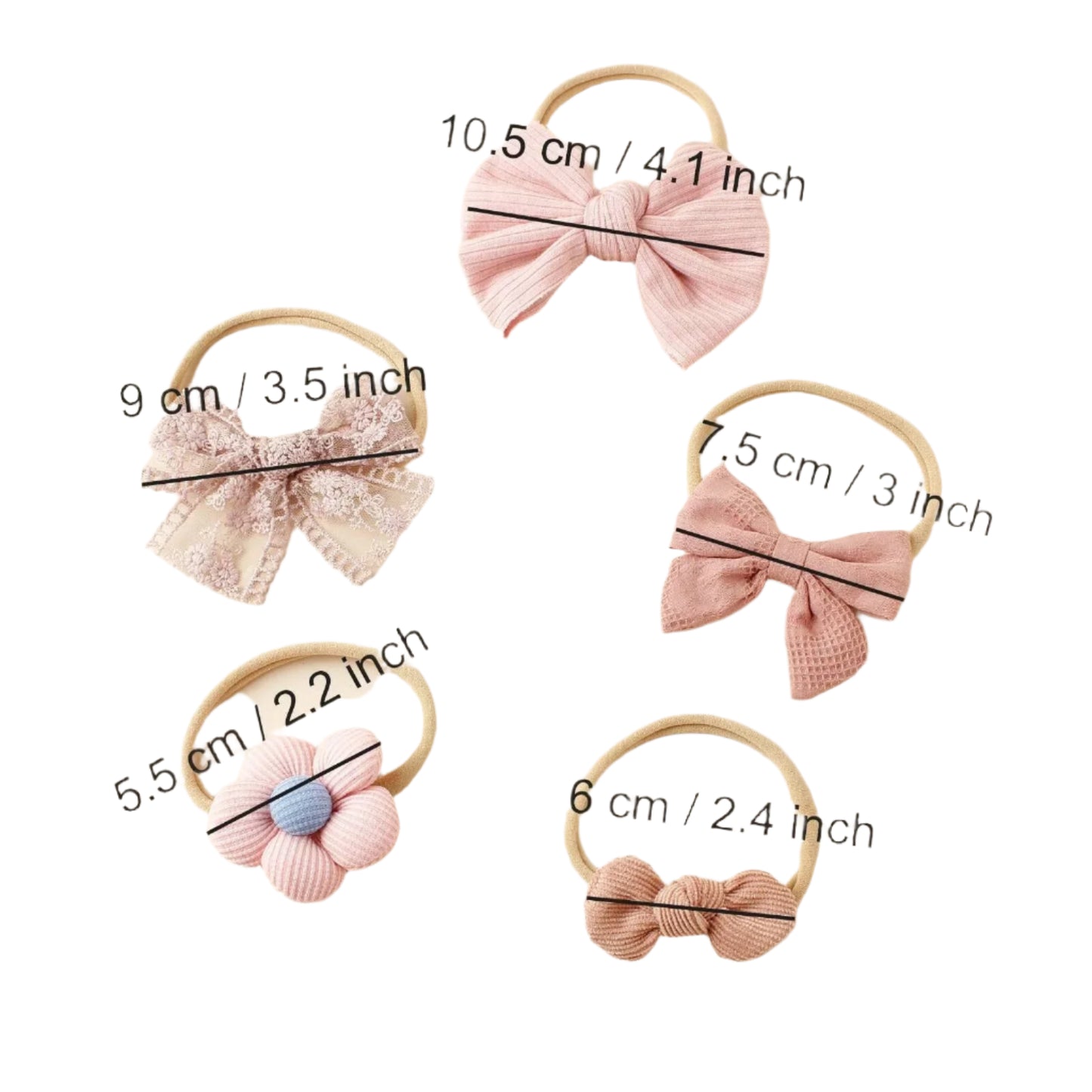 Floral Bow Sets (5 Pack) - Dusty Pink Mix