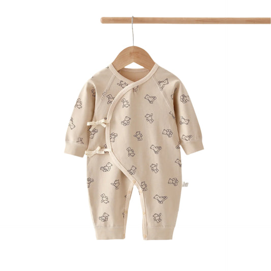 Beige Patterned Onesies - 100% Cotton