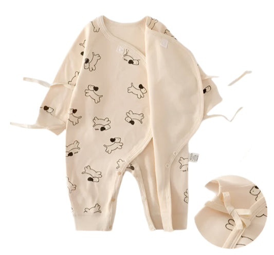 Beige Patterned Onesies - 100% Cotton
