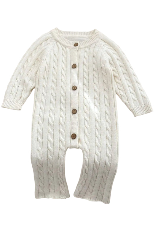 Nori Cable Ribbed Rompers - 100% Cotton