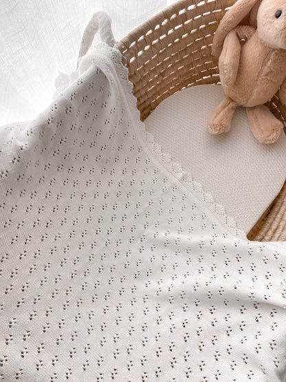 Pointelle Knitted Blanket - Milk