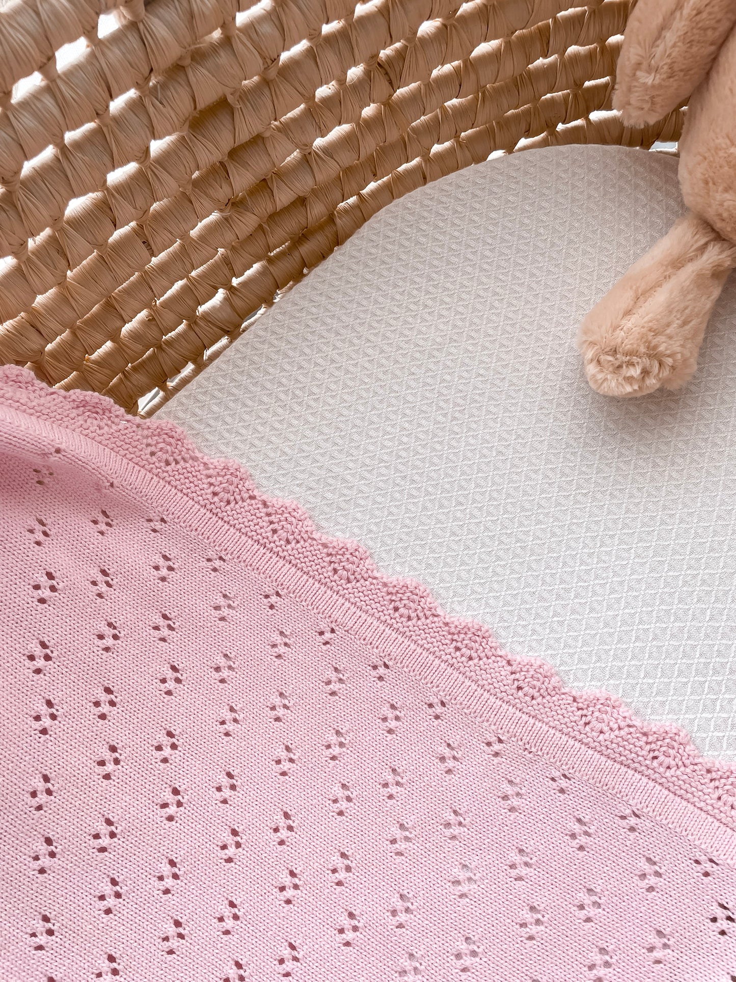 Pointelle Knitted Blanket - Fairy Floss