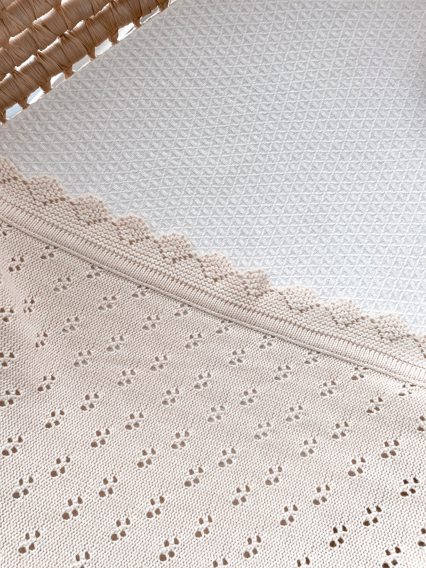 Pointelle Knitted Blanket - Honey