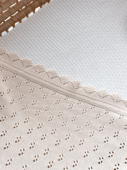 Pointelle Knitted Blanket - Honey