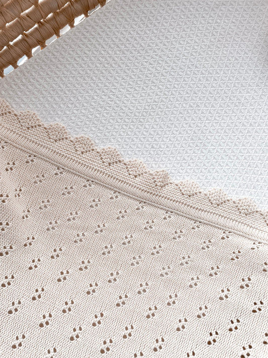 Pointelle Knitted Blanket - Honey