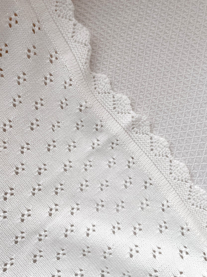 Pointelle Knitted Blanket - Milk