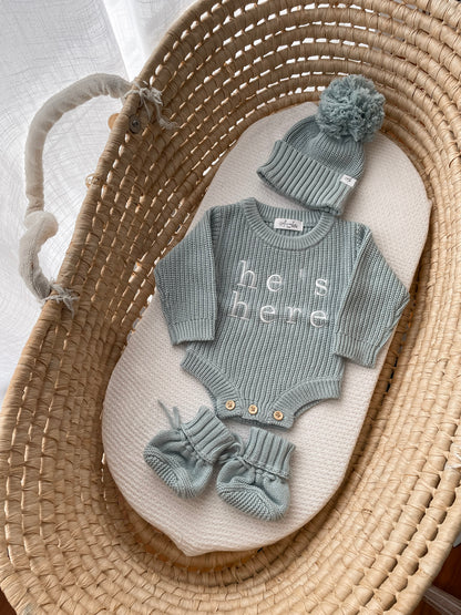 Knitted Booties - Sea Mist